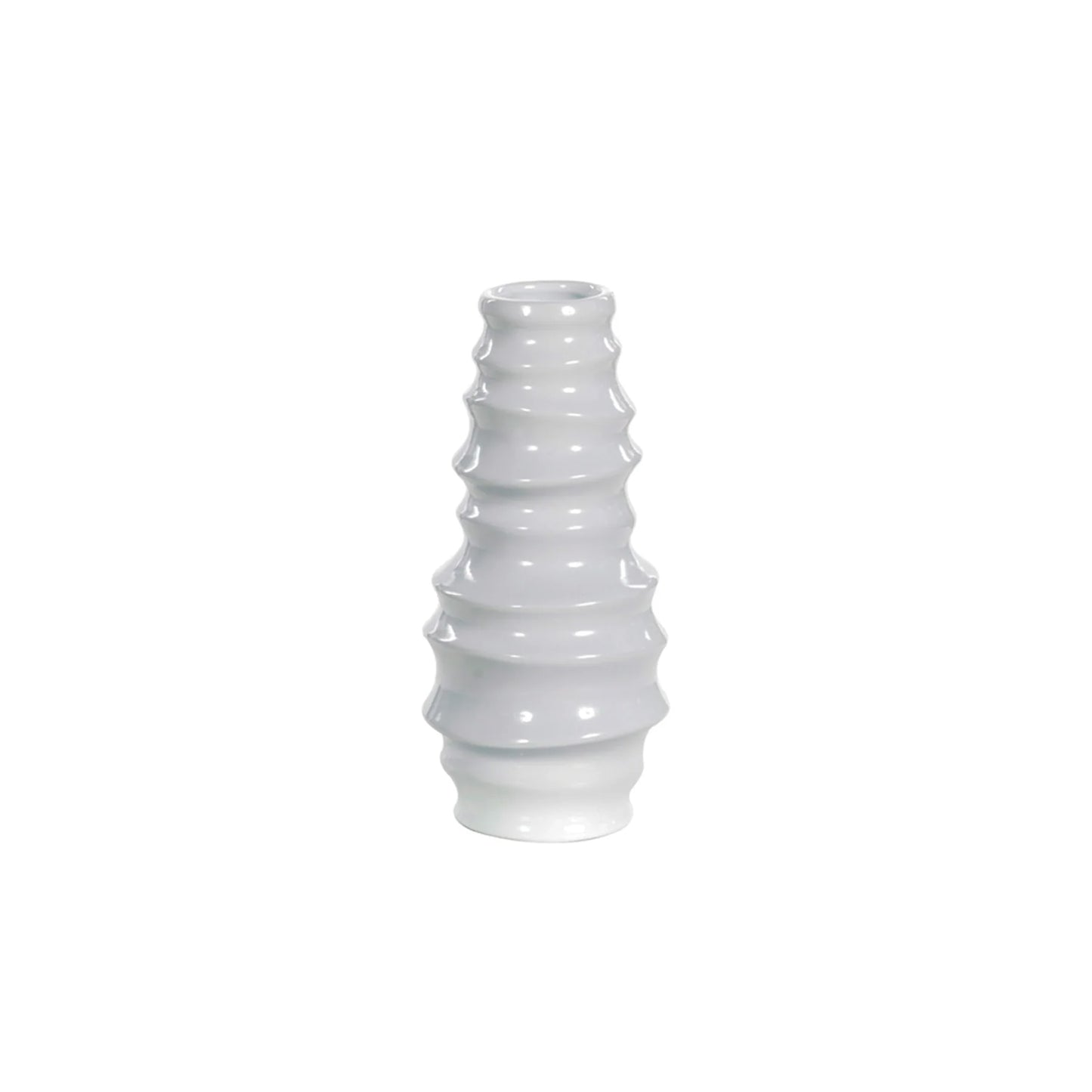 Florero Decorativo Soto Estriado Blanco 12.5X27cm