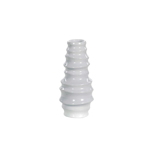 Florero Decorativo Soto Estriado Blanco 12.5X27cm