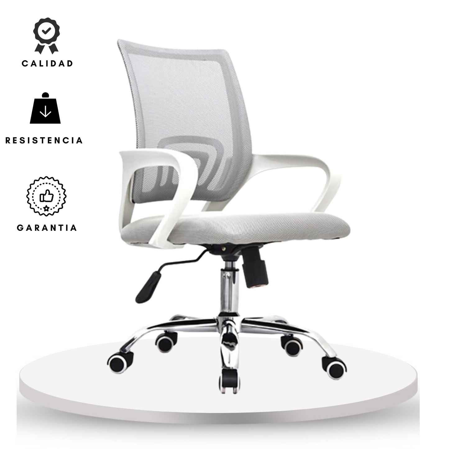 Silla De Oficina Berlin Premium Gris Blanco