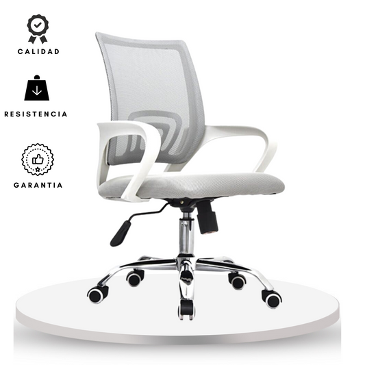 Silla De Oficina Berlin Premium Gris Blanco
