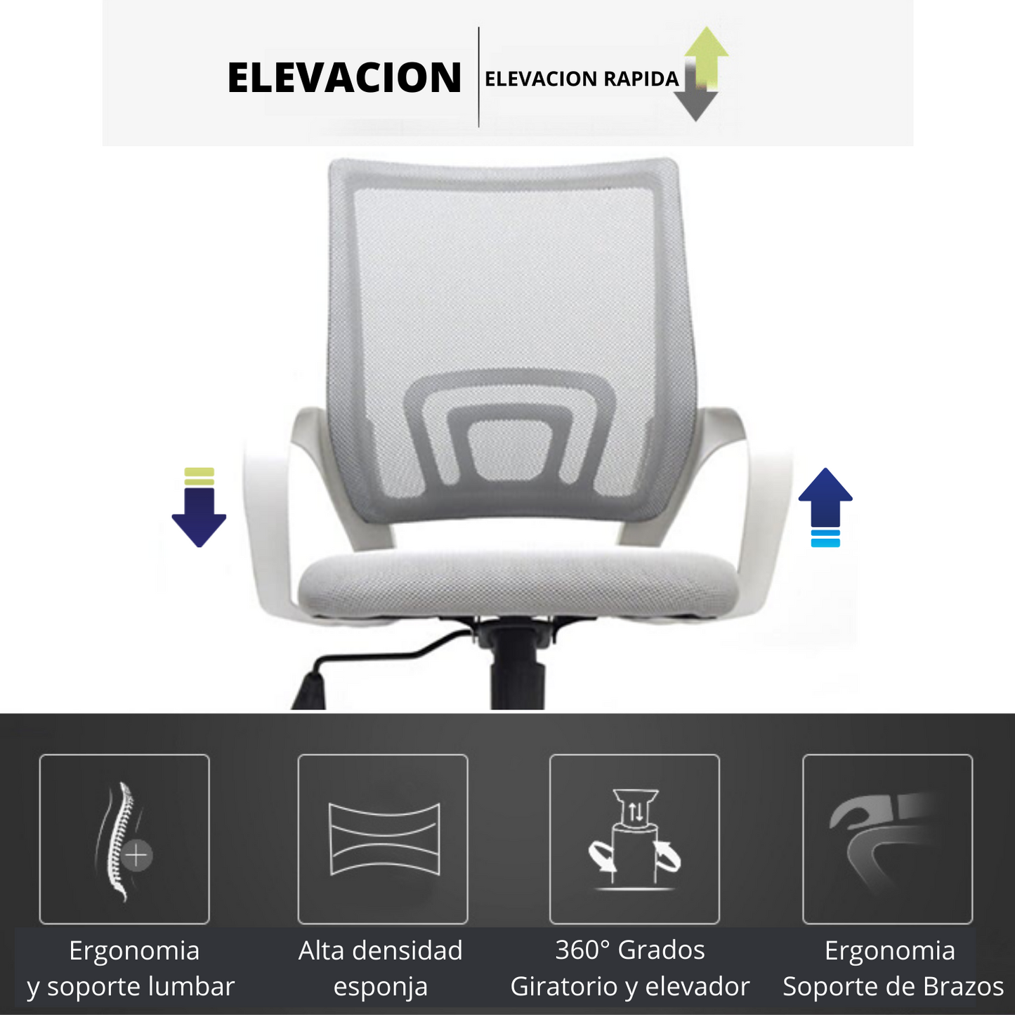 Silla De Oficina Berlin Premium Gris Blanco