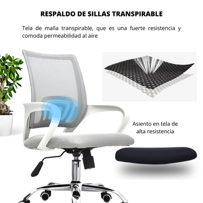 Silla De Oficina Berlin Premium Gris Blanco
