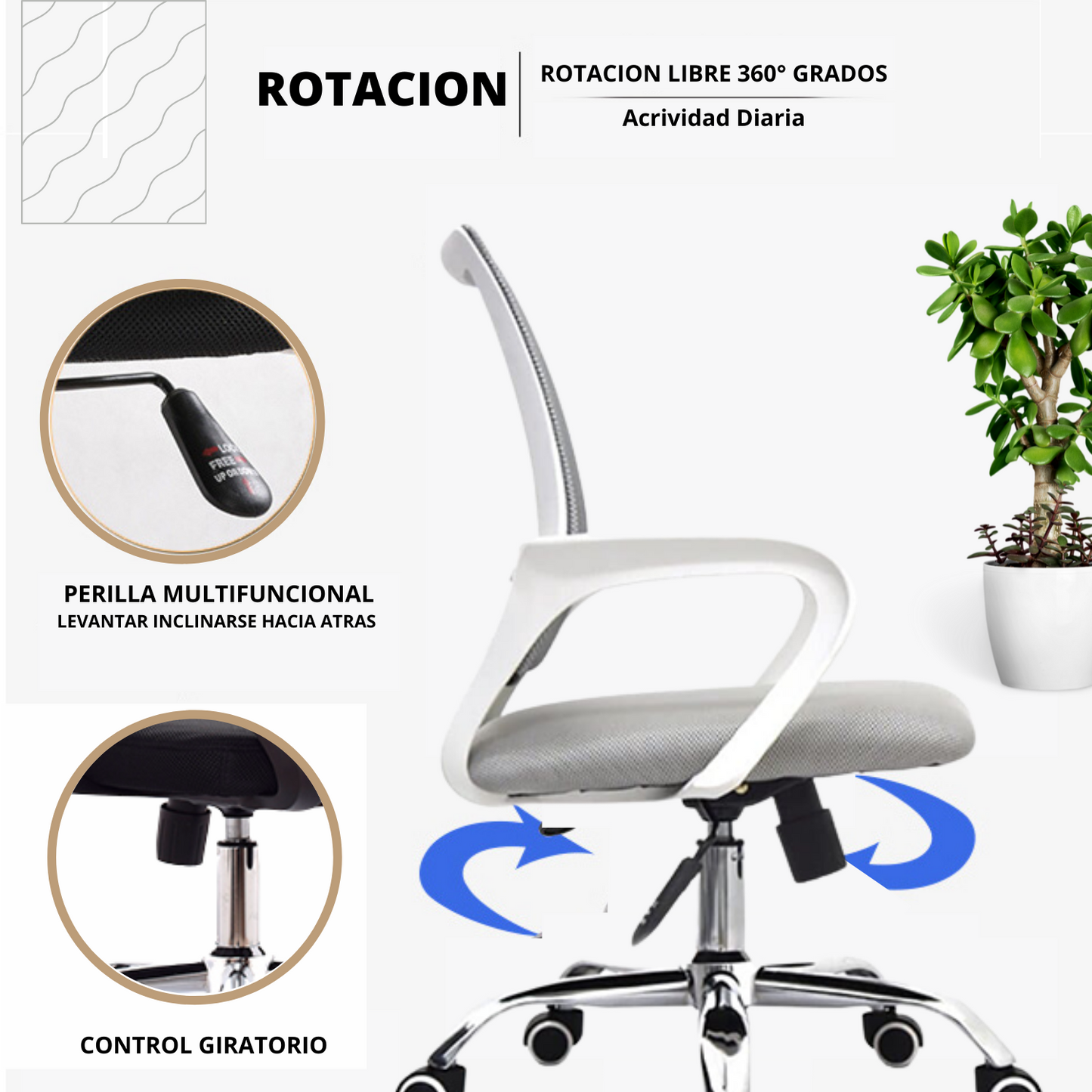 Silla De Oficina Berlin Premium Gris Blanco
