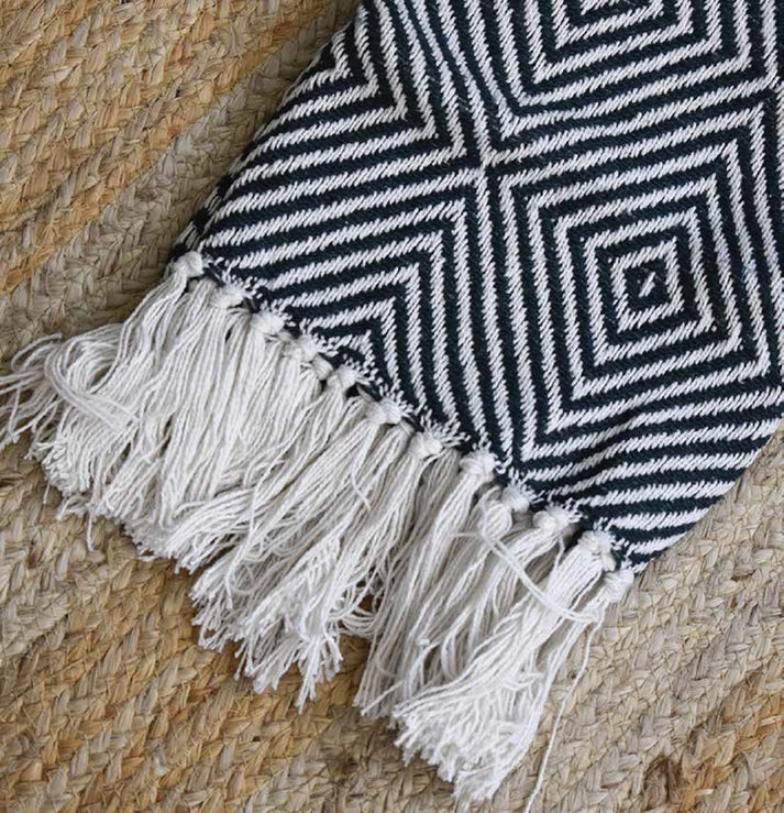 Manta Decorativa o Pie de Cama Frazada Masai Oliva