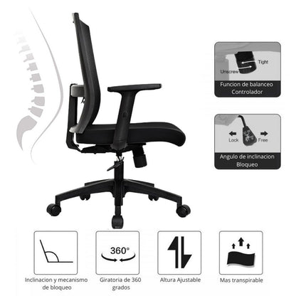 Silla De Oficina Sol Media Negro