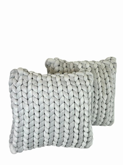 Cojin Decorativo Trenzado Gris