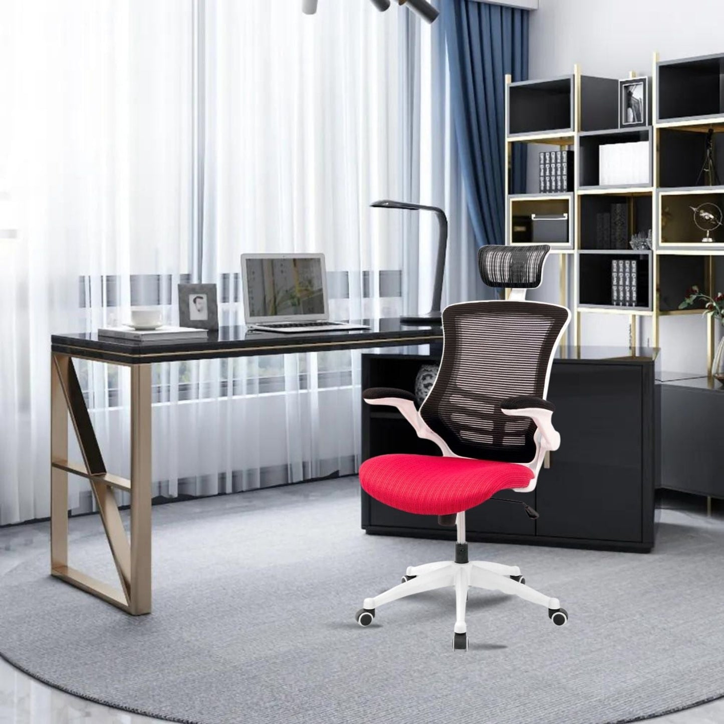 Silla De Oficina Elaris Alta Rojo Blanco