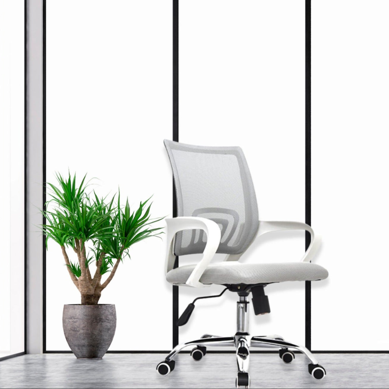Silla De Oficina Berlin Premium Gris Blanco