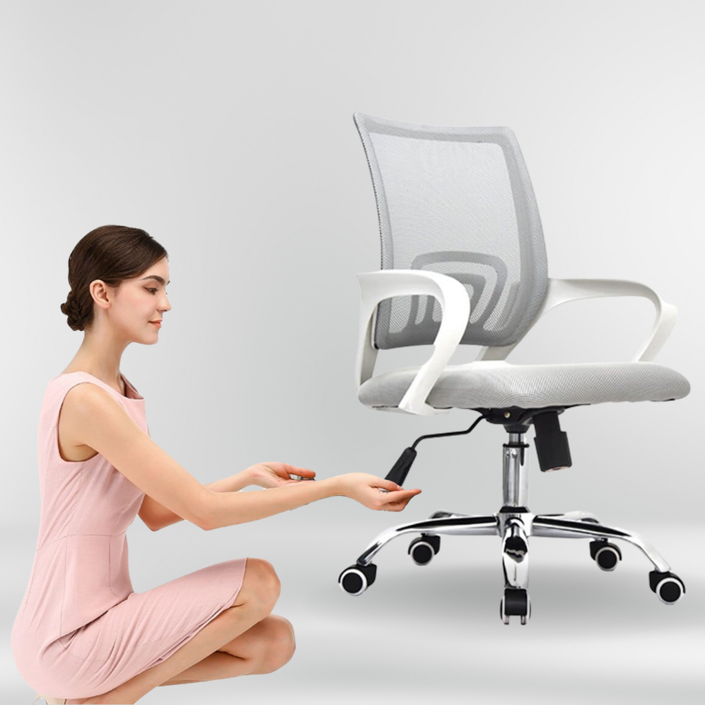 Silla De Oficina Berlin Premium Gris Blanco