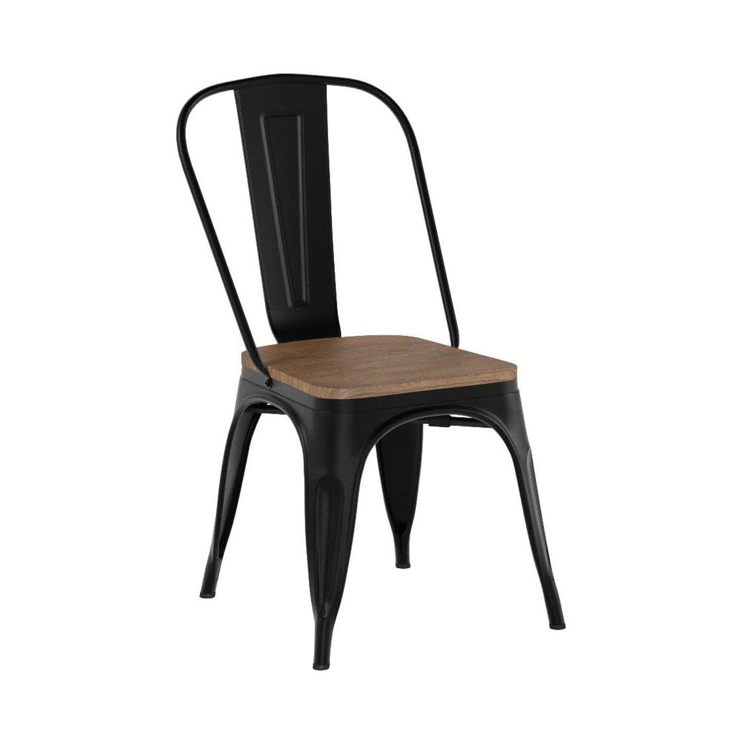 Silla Metalica con Espaldar Madera Negro