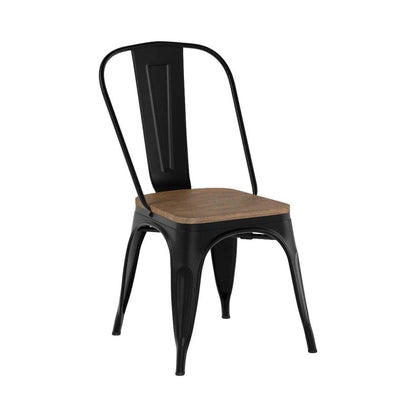 Silla Metalica con Espaldar Madera Negro