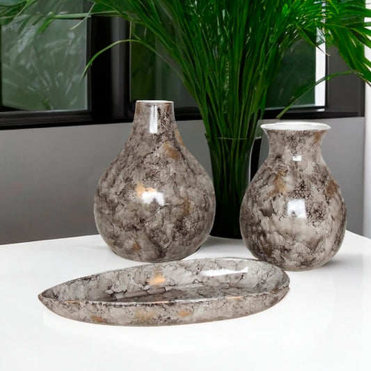 Bandeja Decorativa Gota Gris Emperador 41x17.5X5 cm