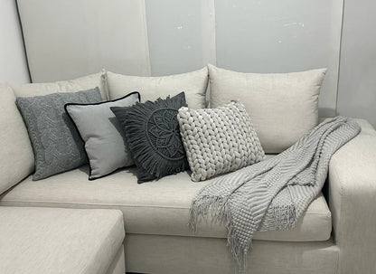 Manta Decorativa Throw Tejido Punto Gris