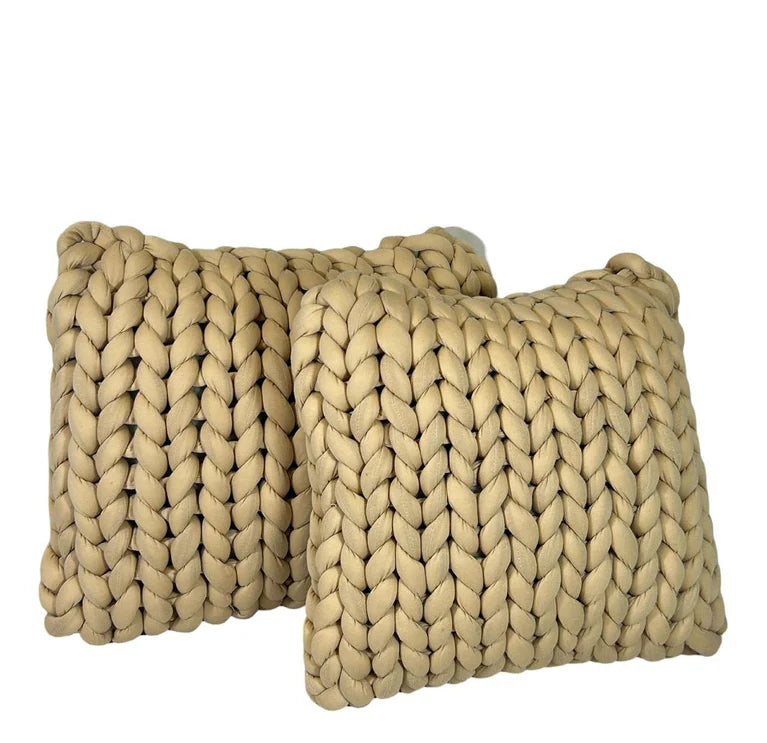 Cojin Decorativo Trenzado Beige