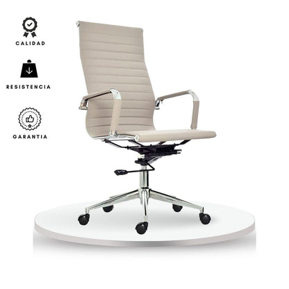 Silla De Oficina Alta Beige