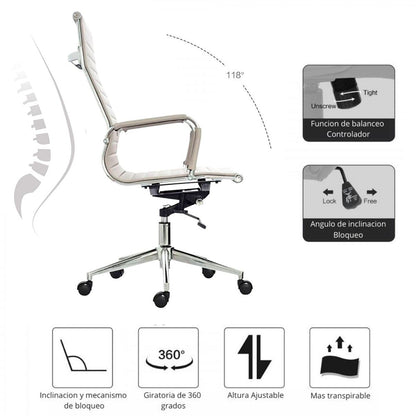 Silla De Oficina Alta Beige