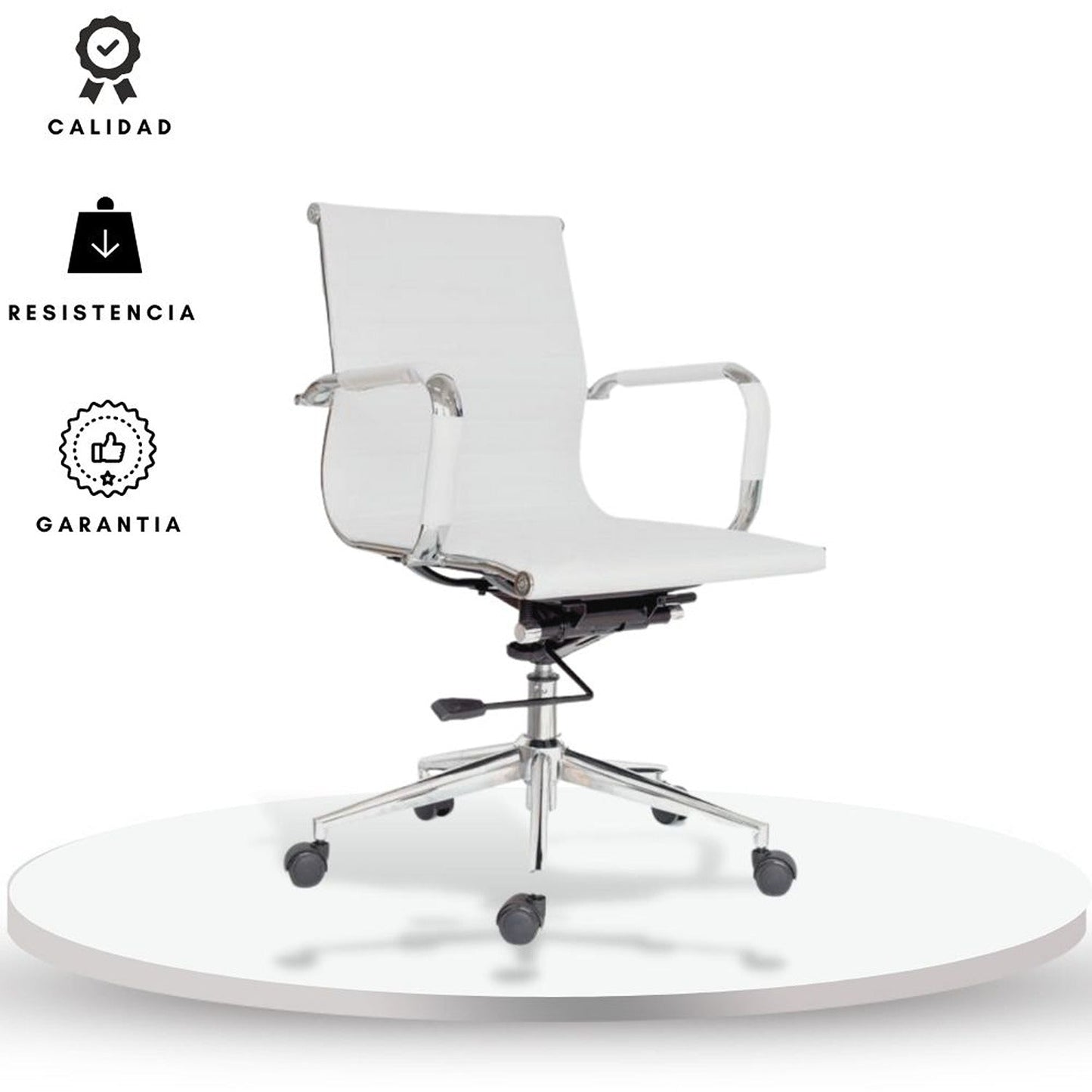 Silla De Oficina Alta Espalda Media Blanco