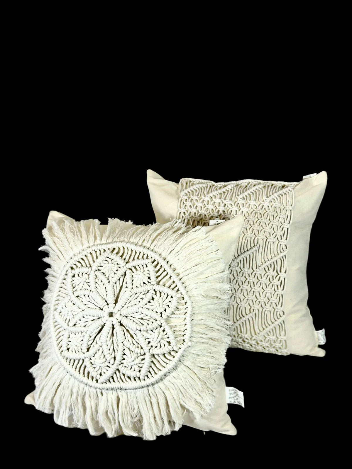 Cojin Decorativo Macrame Funda Mandala Beige