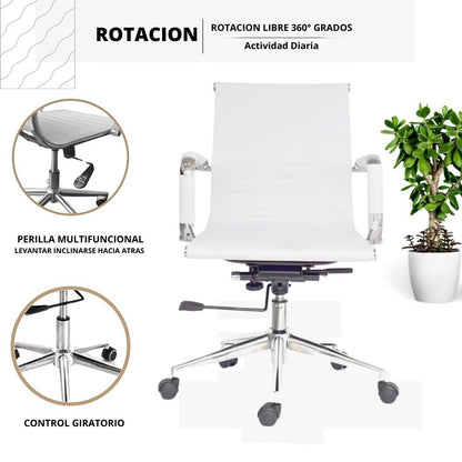 Silla De Oficina Alta Espalda Media Blanco