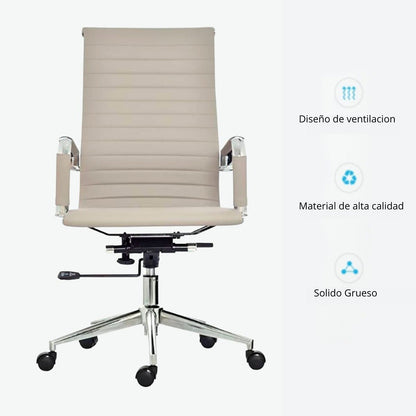 Silla De Oficina Alta Beige
