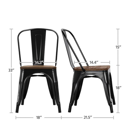 Silla Metalica con Espaldar Madera Negro