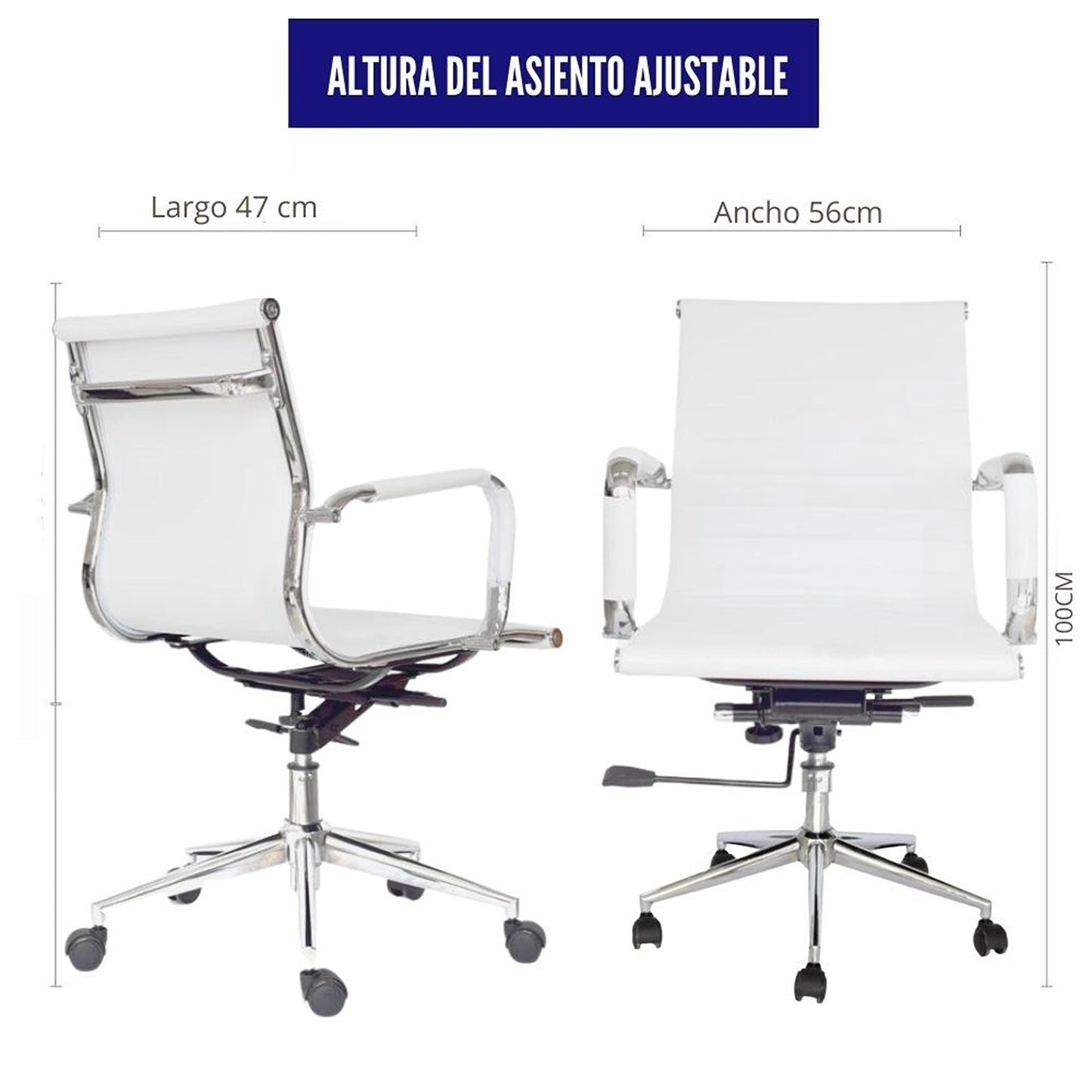 Silla De Oficina Alta Espalda Media Blanco