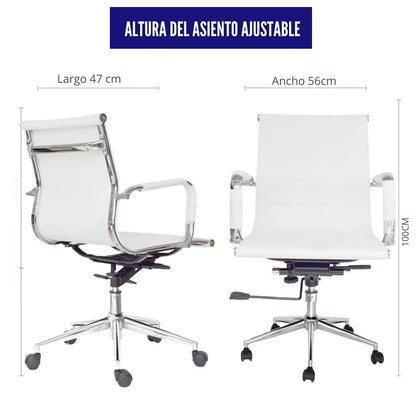 Silla De Oficina Alta Espalda Media Blanco