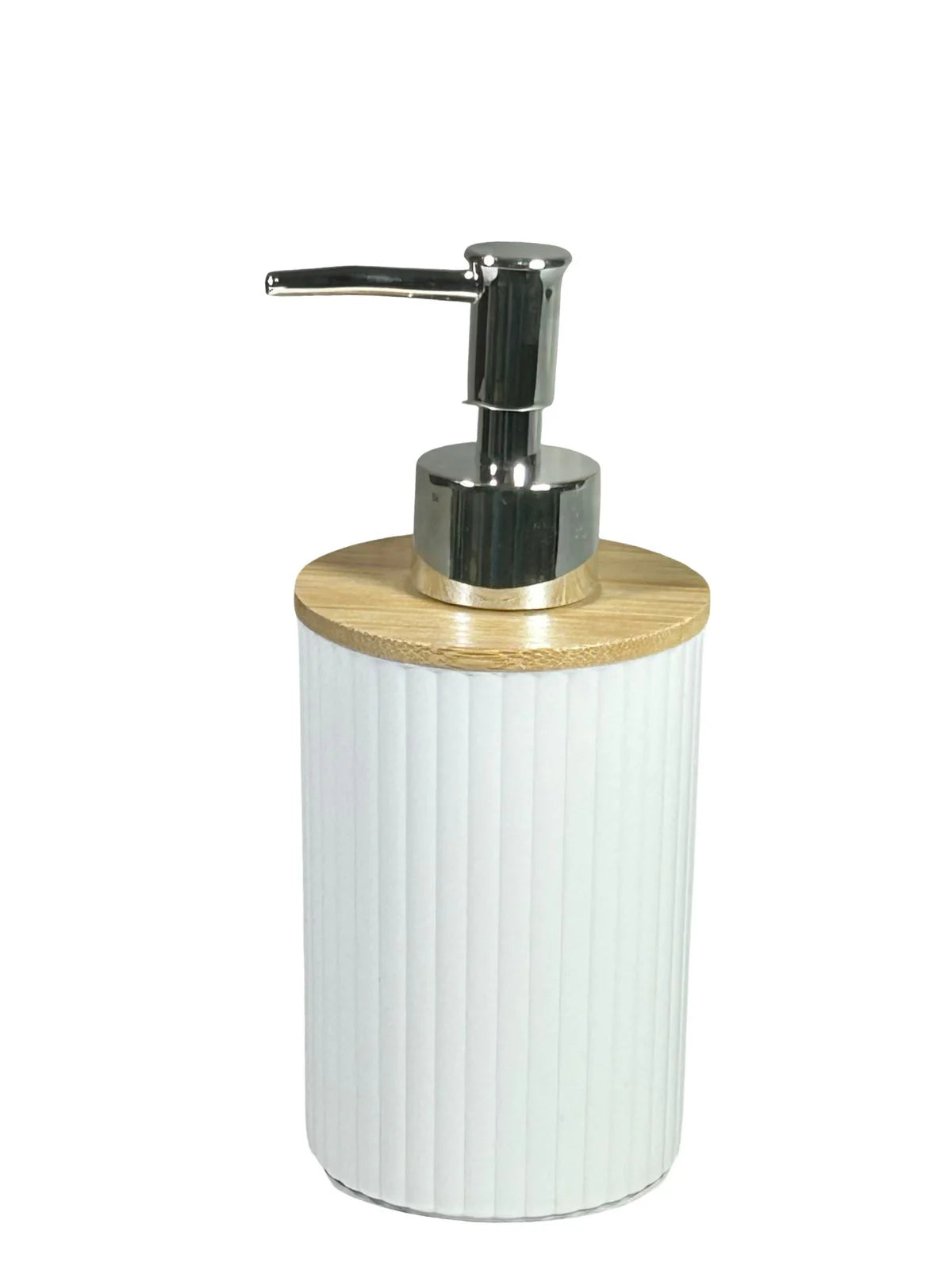 Dispensador de Jabon Blanco y Madera