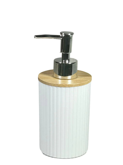 Dispensador de Jabon Blanco y Madera