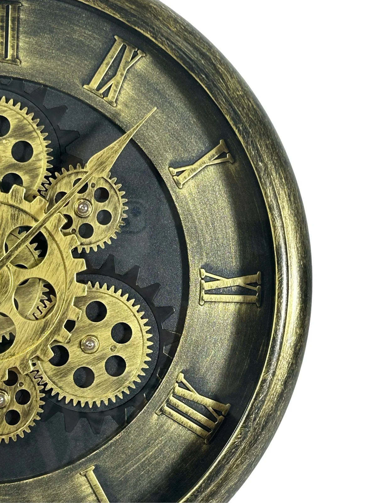 Reloj de Pared Redondo Maquinaria Dorado y Negro 39 Cm