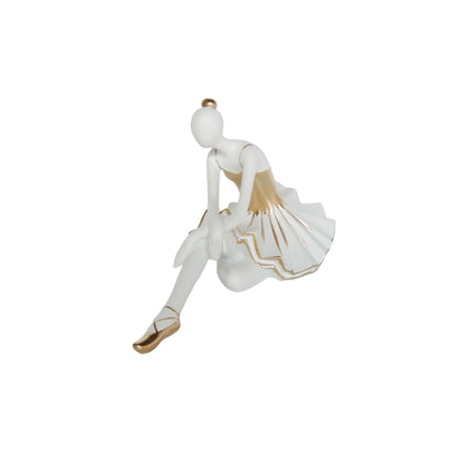 Escultura Decorativa Bailarina Blanco Oro Ebud