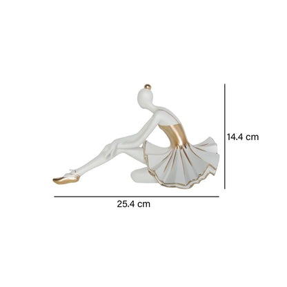 Escultura Decorativa Bailarina Blanco Oro Ebud