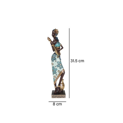 Escultura africana bandolón Azul Nairobi 8x6.5x31.5 cm