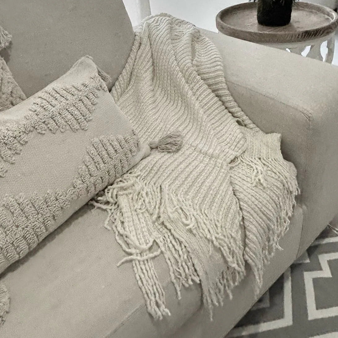 Manta Decorativa Throw Beige Española
