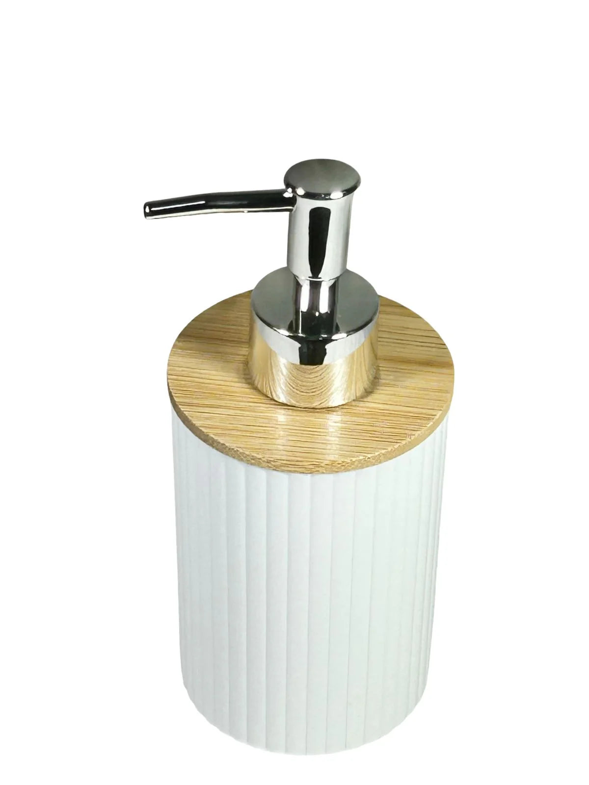 Dispensador de Jabon Blanco y Madera