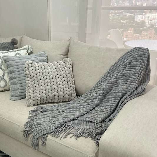 Manta Decorativa Throw Gris Española