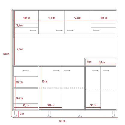 Alacena Zilia color Blanco y Avellana para Cocina.