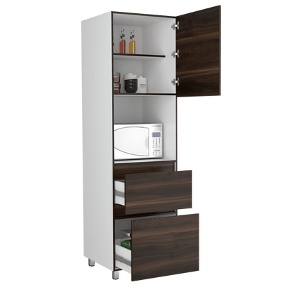 Alacena Anthe color Blanco y Caoba para Cocina.