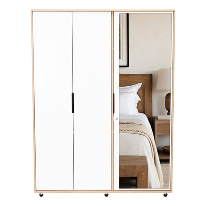 Closet Treviso con Espejo Miel y Blanco