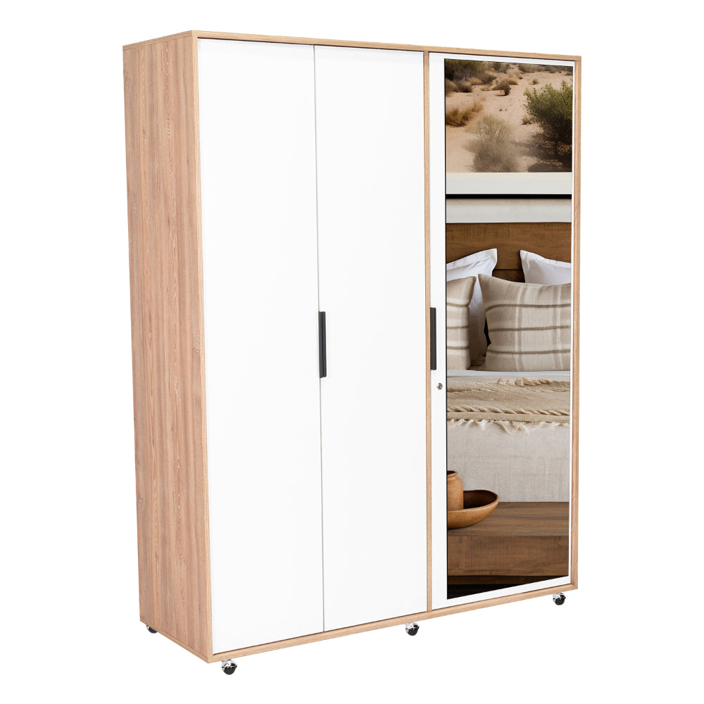 Closet Treviso con Espejo Miel y Blanco