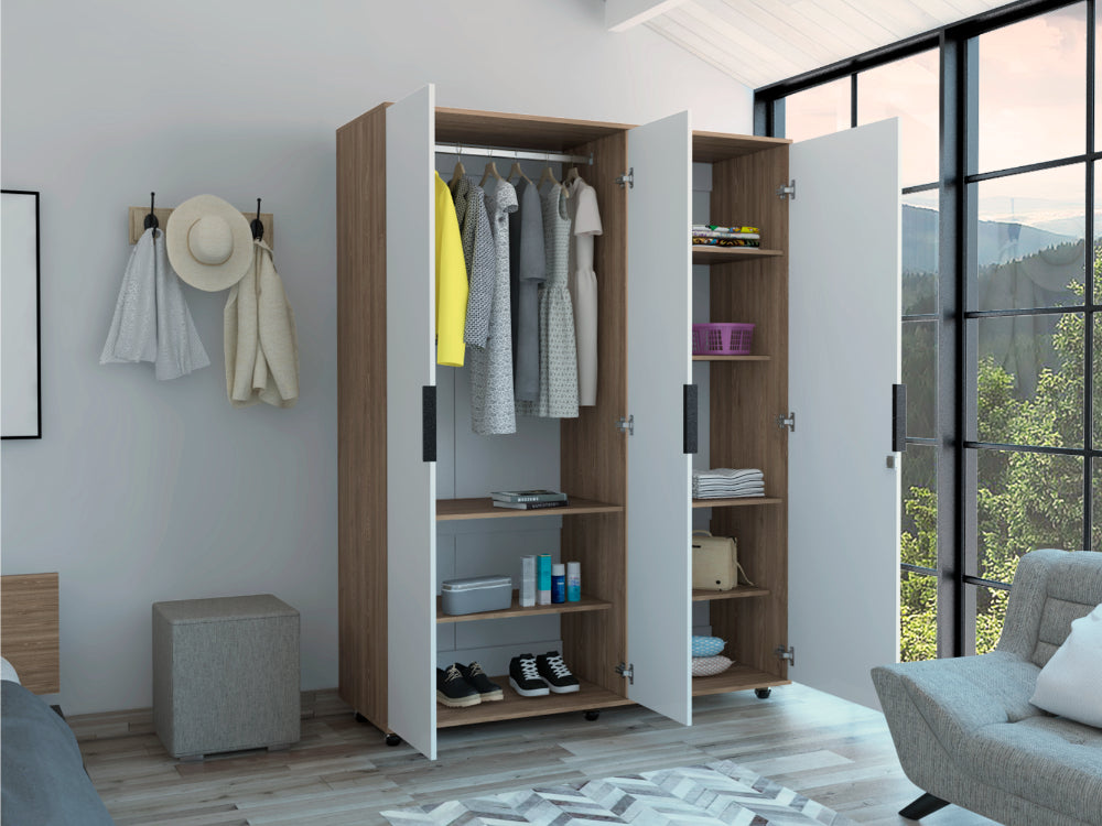 Closet Treviso con Espejo Miel y Blanco