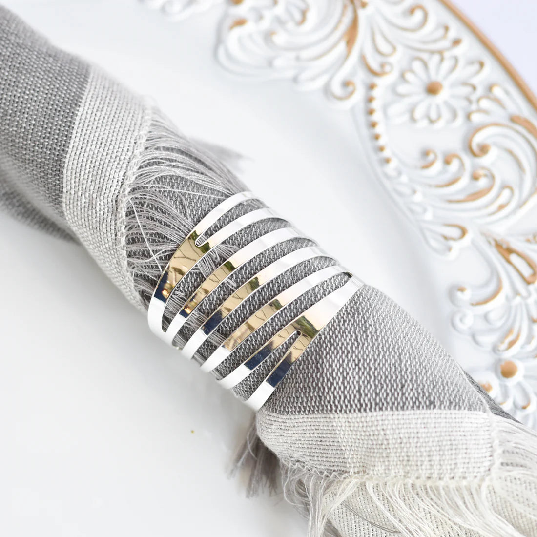 Anillo Servilleta x6 Plateado