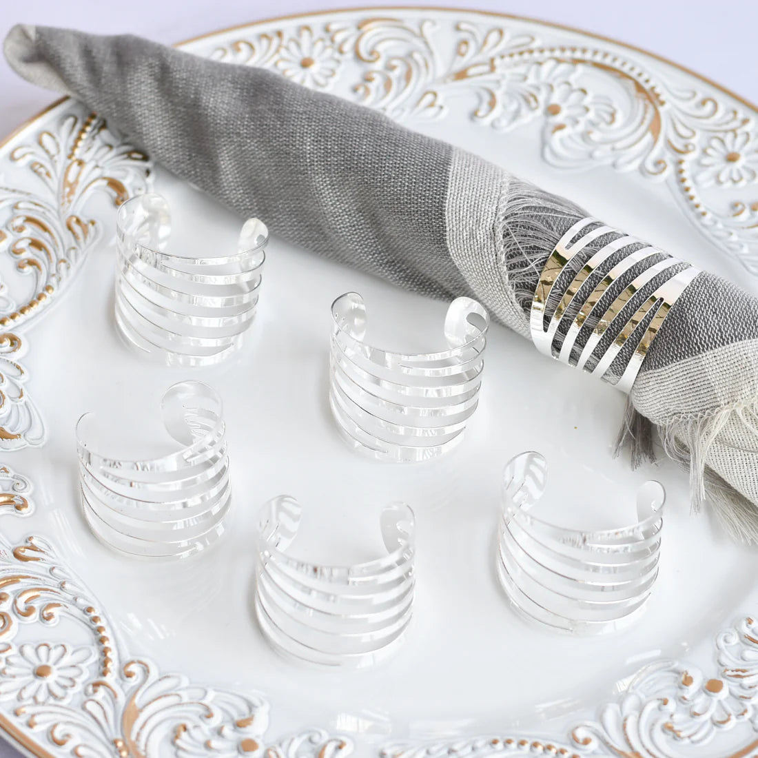 Anillo Servilleta x6 Plateado