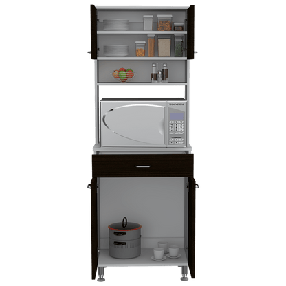Alacena Huzy Color Blanco y Wengue Para Cocina.