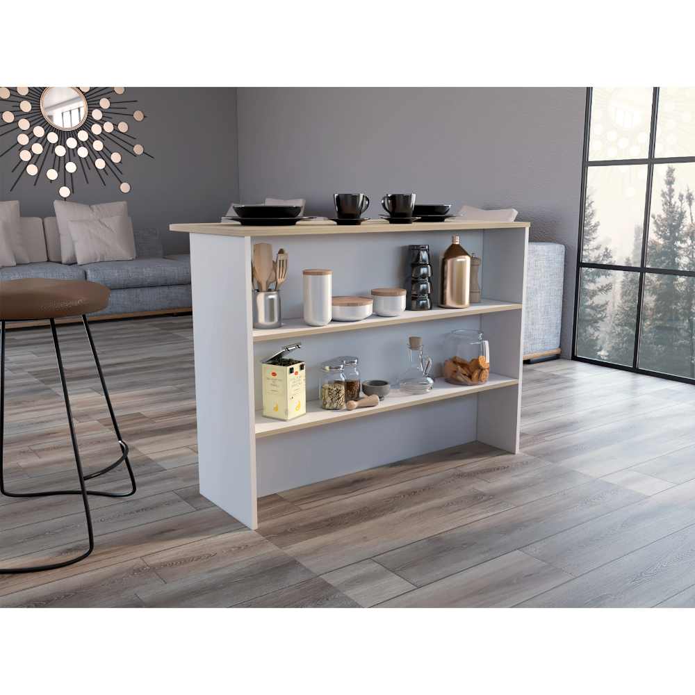 Barra de Cocina Zentauri Blanco y Rovere