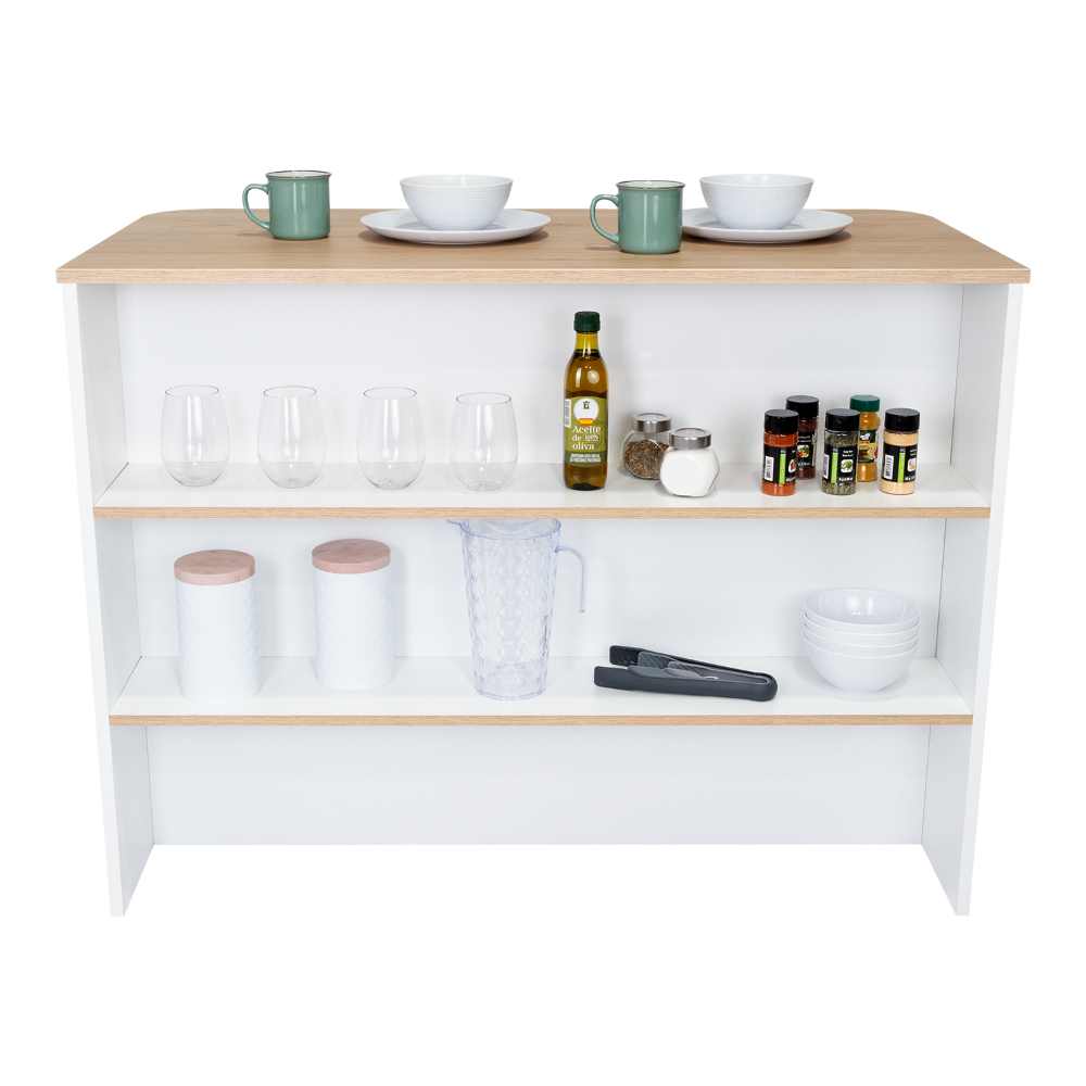 Barra de Cocina Zentauri Blanco y Rovere