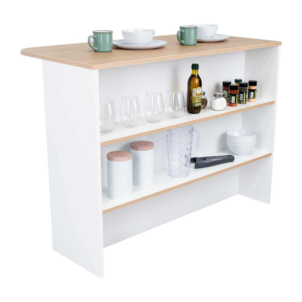 Barra de Cocina Zentauri Blanco y Rovere