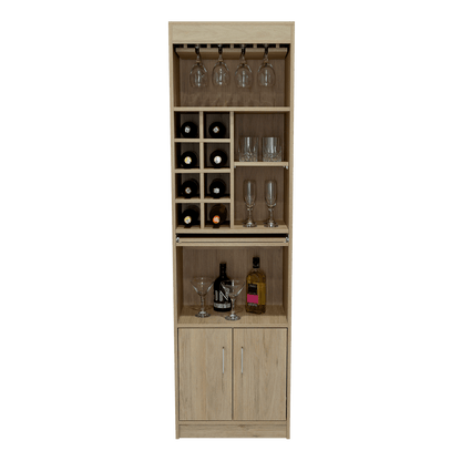Bar Celeste, Beige, Dos Puertas, Espacio Para Copas y Vino - VIRTUAL MUEBLES