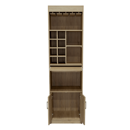 Bar Celeste, Beige, Dos Puertas, Espacio Para Copas y Vino - VIRTUAL MUEBLES