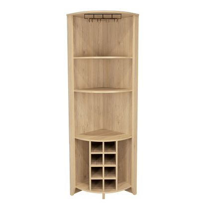Bar Esquinero Sarume, Beige, Con Amplio Espacio de Almacenamiento y Porta Copas - VIRTUAL MUEBLES